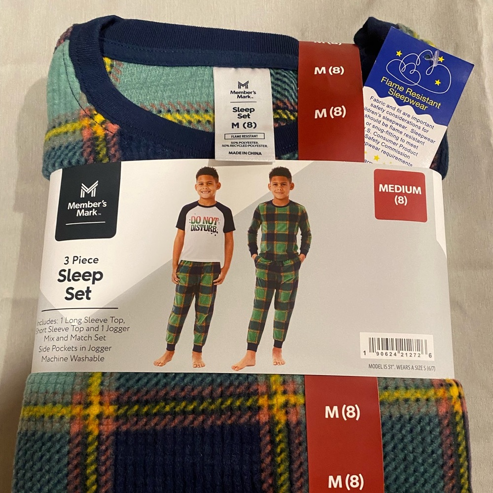 Three-piece boy pajama set. Size 8.